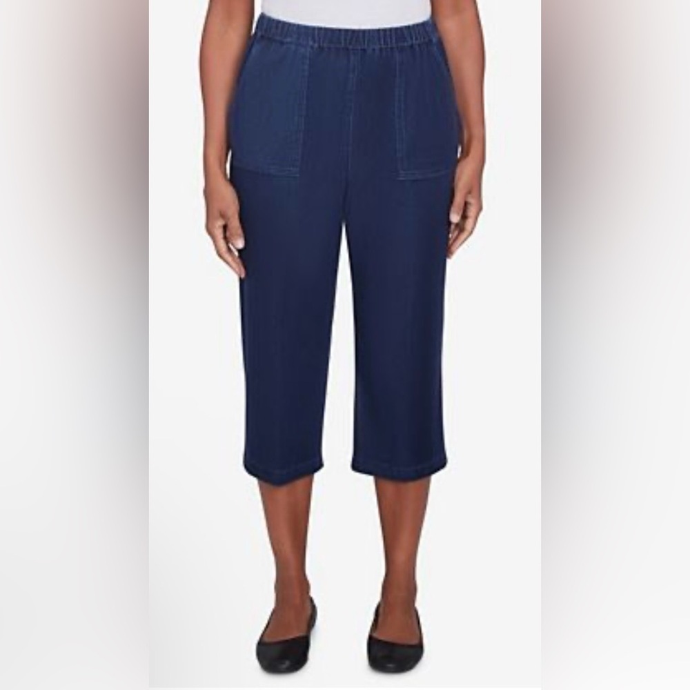 Women's‎ White Stag Cropped Pull On Pants Stretch Blue Jeans Size Medium